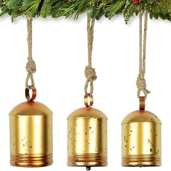 Handmade Rustic Bells, Gold Bells / Cow Bells  (3 pc) BRAND NEW - Picture 1 of 5